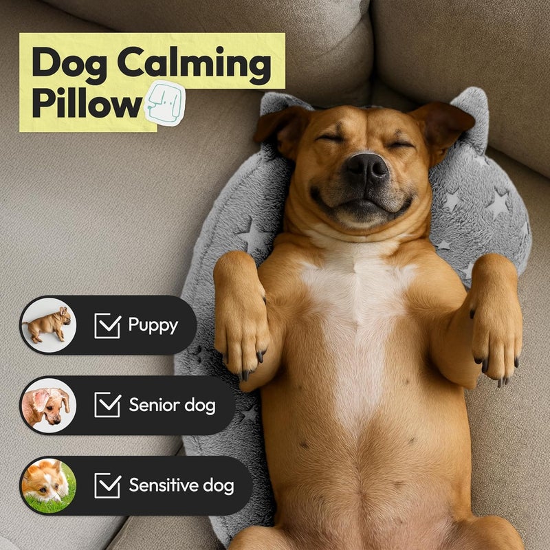 POMESEA Dog Calming Pillow, Glow in The Dark Dog Put Head on, Soft Question Mark Pillows for Dogs, Kids, Adults, Washable Dog Bed Pillow, Cozy Dog Body Pillow (L Gray) - Image 3